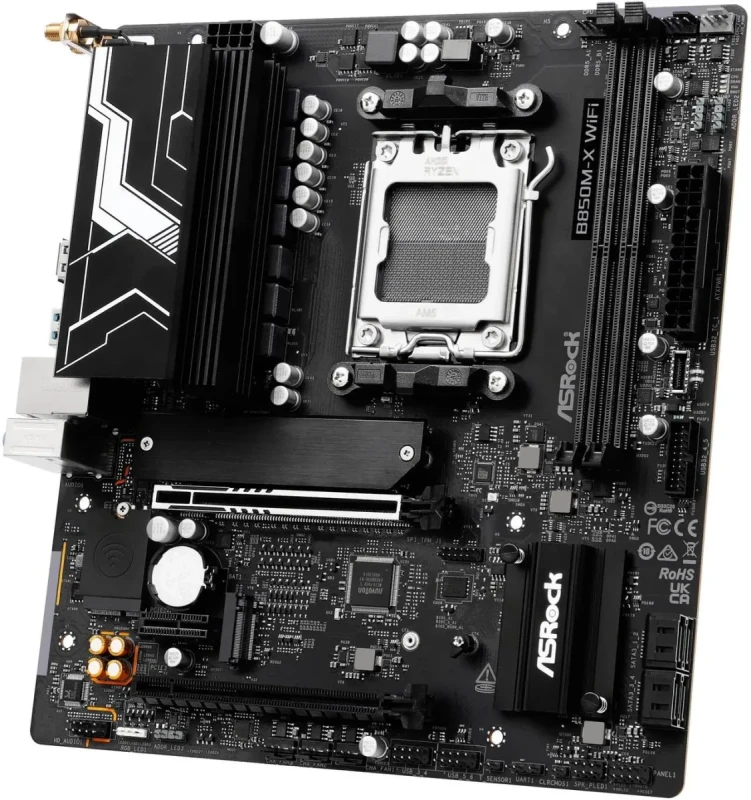 ASRock B850M-X WiFi R2.0 AM5 AMD B850 SATA 6Gb/s USB 3.2 Dual Graphics Outputs RGB Micro ATX Motherboards-AMD - Image 2