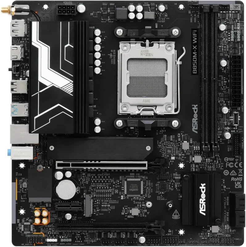 ASRock B850M-X WiFi R2.0 AM5 AMD B850 SATA 6Gb/s USB 3.2 Dual Graphics Outputs RGB Micro ATX Motherboards-AMD - Image 3