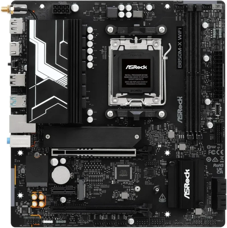 ASRock B850M-X WiFi R2.0 AM5 AMD B850 SATA 6Gb/s USB 3.2 Dual Graphics Outputs RGB Micro ATX Motherboards-AMD - Image 4