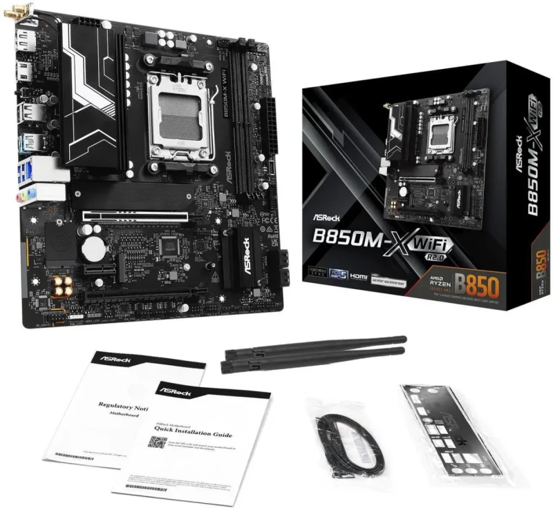 ASRock B850M-X WiFi R2.0 AM5 AMD B850 SATA 6Gb/s USB 3.2 Dual Graphics Outputs RGB Micro ATX Motherboards-AMD - Image 8