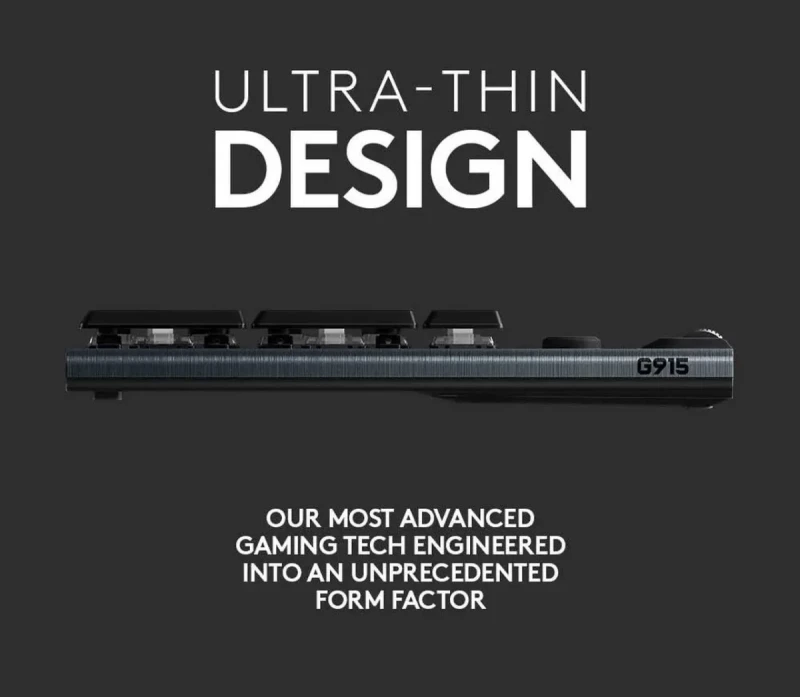 Logitech G915 LIGHTSPEED Wireless Mechanical Gaming Keyboard - Low Profile GL Clicky Key Switches, LIGHTSYNC RGB, Bluetooth Support - Black - Image 2