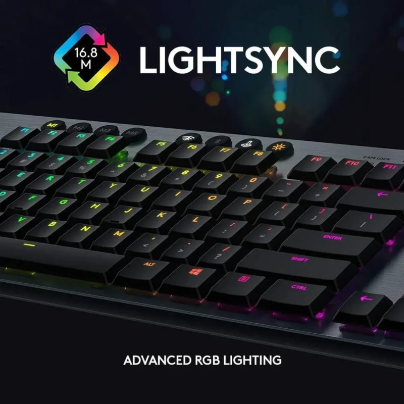 Logitech G915 LIGHTSPEED Wireless Mechanical Gaming Keyboard - Low Profile GL Clicky Key Switches, LIGHTSYNC RGB, Bluetooth Support - Black - Image 8