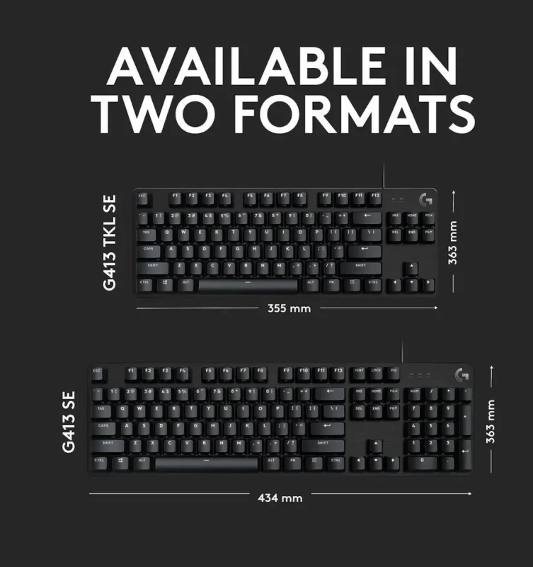 Logitech G413 TKL SE Mechanical Gaming Keyboard - Compact Backlit Keyboard with Tactile Mechanical Switches, Anti-Ghosting, Compatible with Windows, macOS - Black Aluminum - Image 13