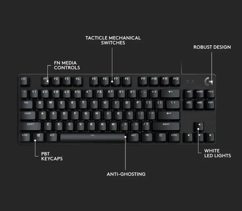Logitech G413 TKL SE Mechanical Gaming Keyboard - Compact Backlit Keyboard with Tactile Mechanical Switches, Anti-Ghosting, Compatible with Windows, macOS - Black Aluminum - Image 14