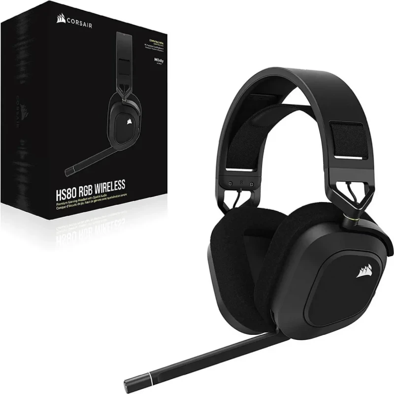 Corsair HS80 RGB WIRELESS Premium Gaming Headset with Dolby Atmos Audio (Low-Latency, Omni-Directional Microphone, 60ft Range, Up to 20 Hours Battery Life, PS5/PS4 Wireless Compatibility) Black - Image 16