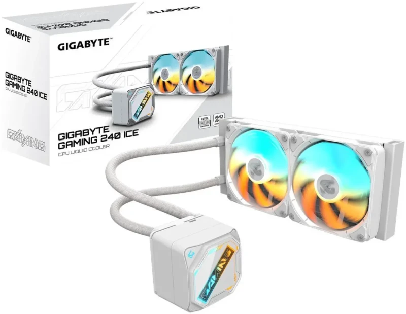 GIGABYTE GAMING 240 ICE liquid CPU Cooler, 240mm Radiator with 2x 120mm low noise ARGB Fans, compatible with Intel LGA 1851, 1700, 115X, 1200, and AMD AM5, AM4 (GIGABYTE GAMING 240 ICE) - Image 6