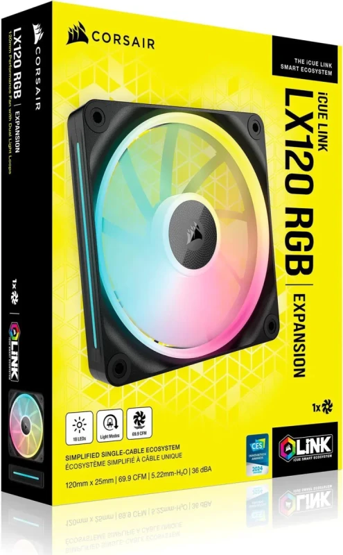 CORSAIR iCUE LINK LX120 RGB 120mm PWM Fan Expansion - Dual Light Loops - Requires iCUE LINK System Hub (Sold Separately) - CORSAIR AirGuide Technology - Image 3