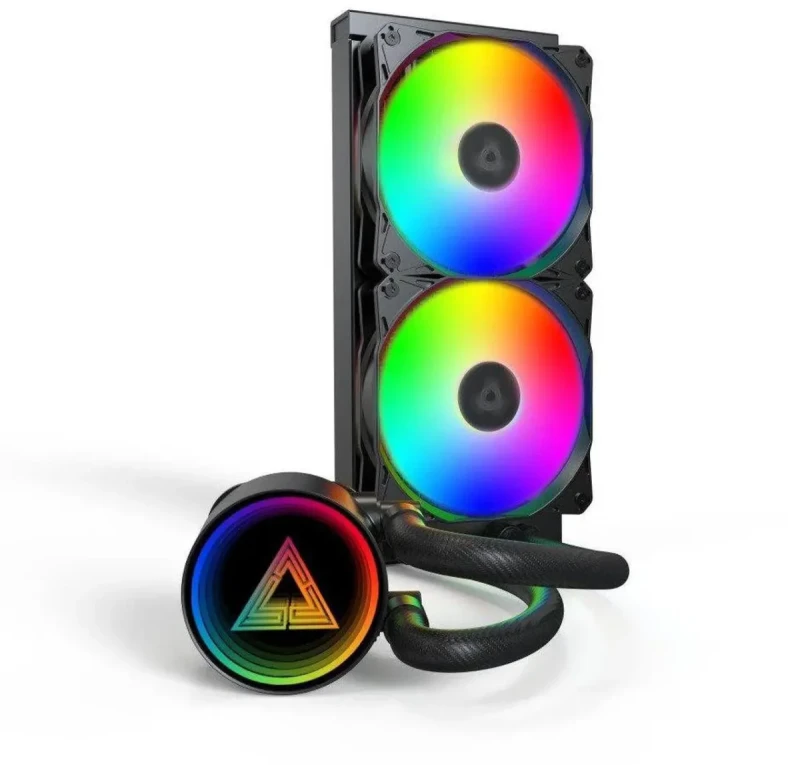 MONTECH LightFlow ARGB 240 CPU Liquid Cooler, 240mm AIO with Infinity Mirror Design, 3100RPM Pump, 2x120mm ARGB Fans, Intel & AMD Support (Black) - Image 2