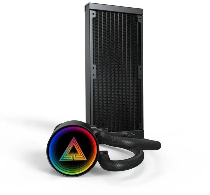 MONTECH LightFlow ARGB 240 CPU Liquid Cooler, 240mm AIO with Infinity Mirror Design, 3100RPM Pump, 2x120mm ARGB Fans, Intel & AMD Support (Black) - Image 4