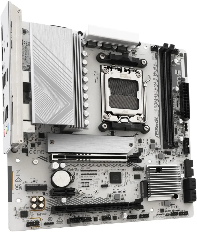 ASRock B650M-HDV/M.2 White AM5 AMD B650 Micro ATX Motherboard - Image 2