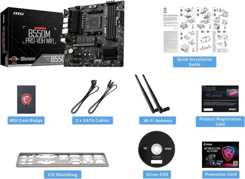 MSI PRO B550M PRO-VDH WIFI AM4 AMD B550 USB 3.0 Micro ATX AMD Motherboard - Image 8