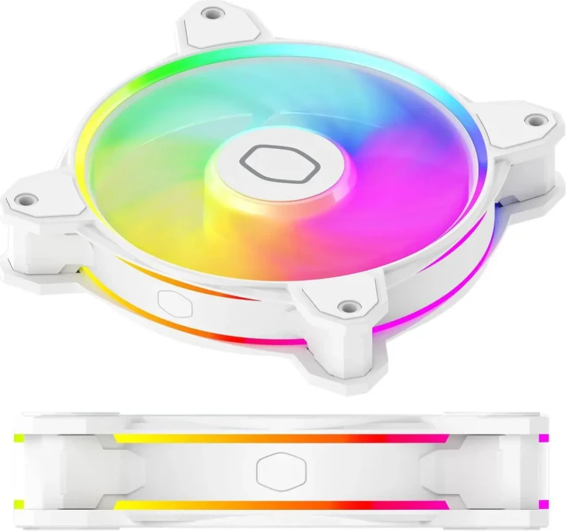 Cooler Master MasterFan MF120 Halo² White 3in1 PC Case|Liquid Cooler|Air Cooler Fan, Dual Loop Gen 2 ARGB LEDs Rings, Dynamic PWM 120mm 2,050 RPM, Air Balance Blades, Hybrid Frame (MFL-B2DW-213P2-R2) - Image 2