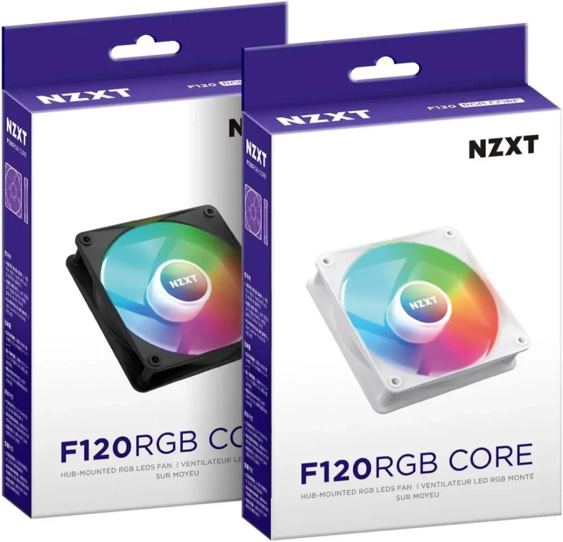 NZXT F120 RGB Core Fan - RF-C12SF-B1 - 120mm Hub-Mounted RGB Fan - Sublime RGB Lighting - PWM Control - Single, 120mm Case Fan - Black(573) Case Fans - Image 7