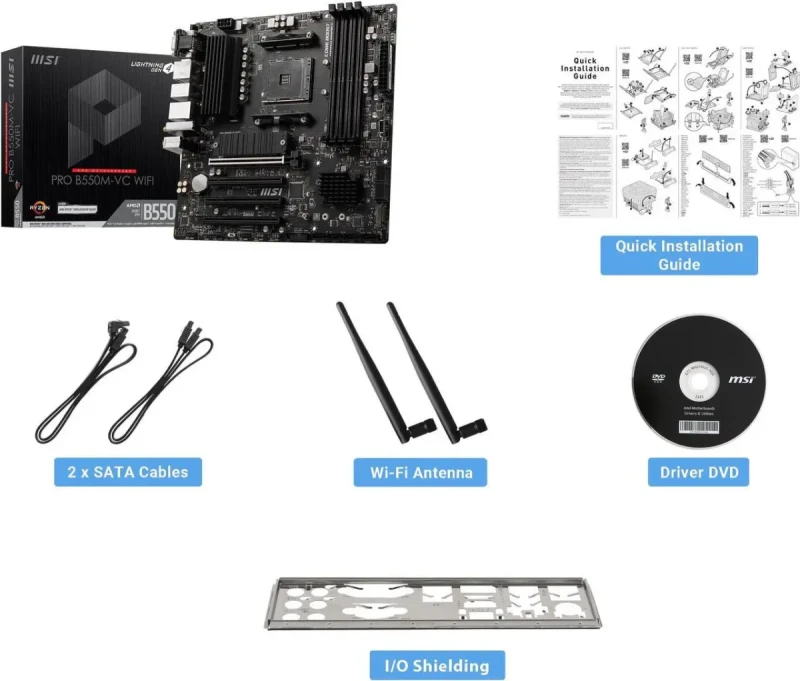MSI PRO PRO B550M-VC WIFI AM4 AMD B550 MATX AMD Motherboard - Image 2
