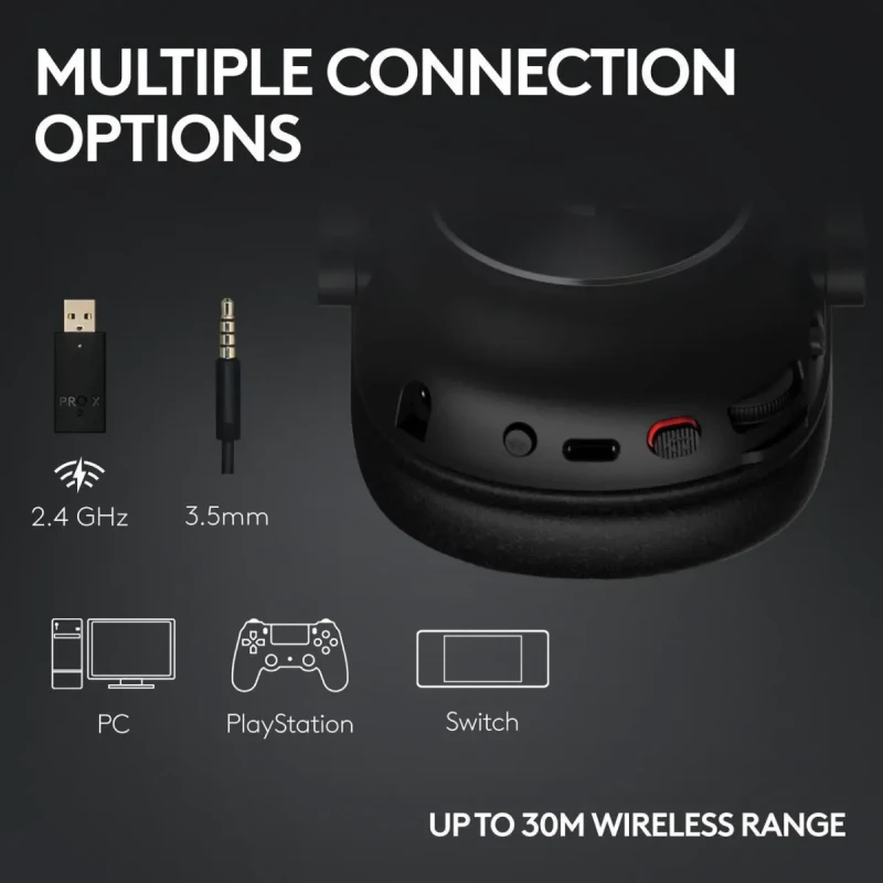 Logitech G PRO X2 LIGHTSPEED Wireless Gaming Headset, Detachable Boom Mic, 50mm Graphene Drivers, DTS:X Headphone 2.0—7.1 Surround, Bluetooth/USB/3.5mm Aux, for PC, PS5, PS4, Nintendo Switch - White - Image 5