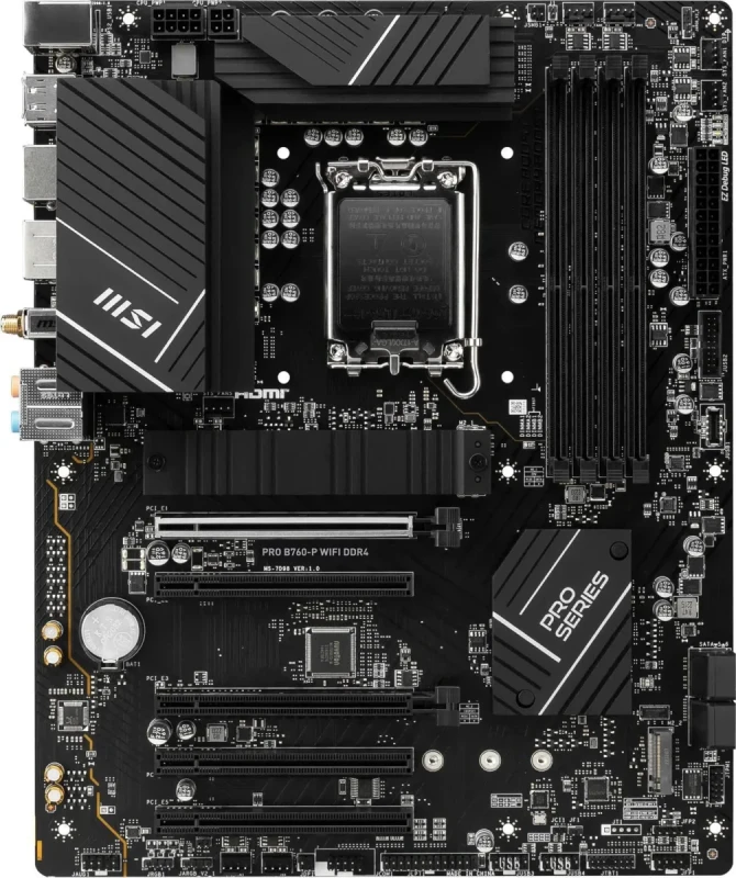 MSI PRO B760-P WIFI DDR4 LGA 1700 (l12th&13th Gen), SATA 6Gb/s  motherboard, WiFi 6,Intel 2.5Gb LAN,2xM.2 Slots - Image 2