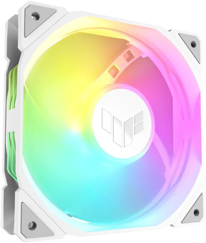 ASUS TUF Gaming TR120 120mm ARGB White Reverse Fan Blade Triple Pack 28mm Fan Frame, 2.75mm H2O Static Pressure, 76.3 CFM Airflow, Double-layer LED Array, Flexible Side Pattern, Aura Sync, PWM fan - Image 3