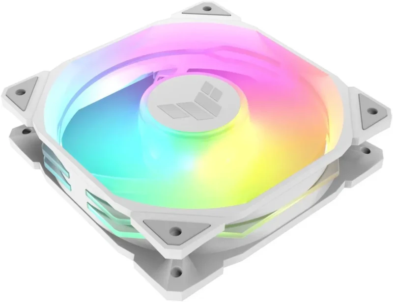 ASUS TUF Gaming TR120 120mm ARGB White Reverse Fan Blade Triple Pack 28mm Fan Frame, 2.75mm H2O Static Pressure, 76.3 CFM Airflow, Double-layer LED Array, Flexible Side Pattern, Aura Sync, PWM fan - Image 4