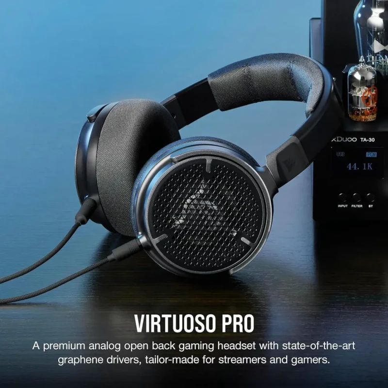 Corsair Virtuoso PRO Wired Open Back Gaming Headset - Detachable Uni-Directional Microphone, 50mm Graphene Drivers, 20Hz-40kHz Frequency Response - Carbon - Image 5