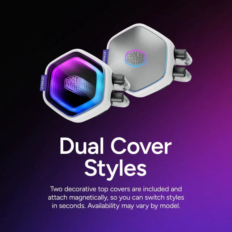 Cooler Master Atmos II 360 VRM Fan FreeForm 2.0  AIO CPU Liquid Cooler, VRM Fan, Dual Chamber Pump, 400mm Tubing, SickleFlow Edge 360 ARGB PWM, R9|Ultra 9, AMD Ryzen AM5, Intel LGA 1851 Platform - Image 3