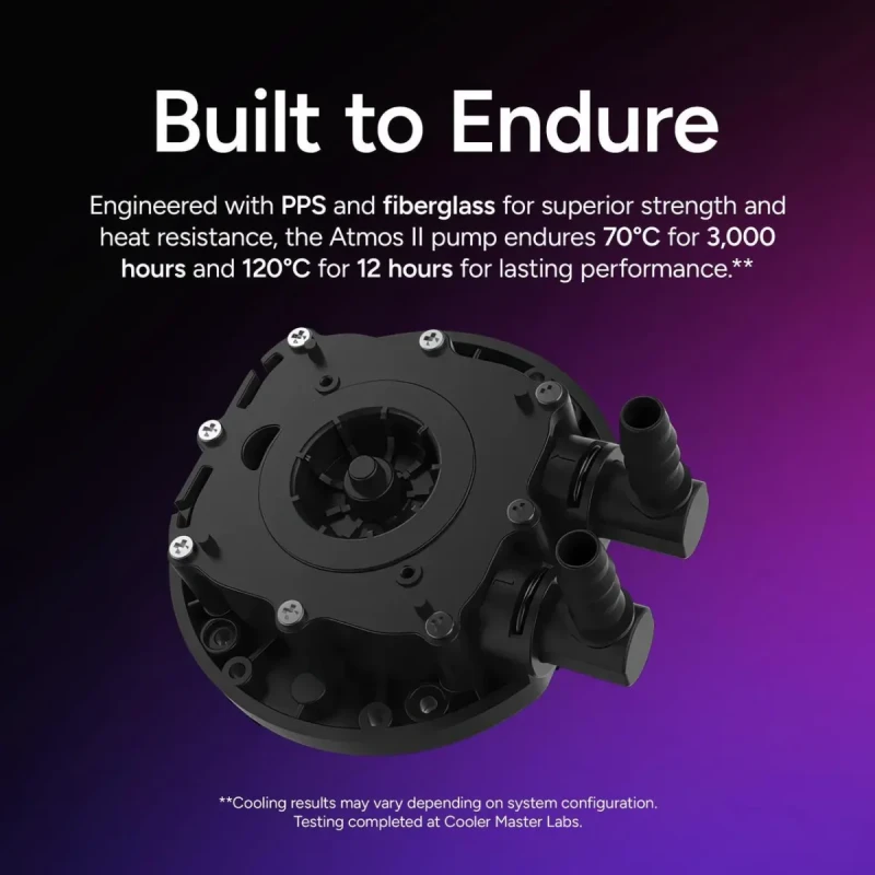 Cooler Master Atmos II 360 VRM Fan FreeForm 2.0  AIO CPU Liquid Cooler, VRM Fan, Dual Chamber Pump, 400mm Tubing, SickleFlow Edge 360 ARGB PWM, R9|Ultra 9, AMD Ryzen AM5, Intel LGA 1851 Platform - Image 6