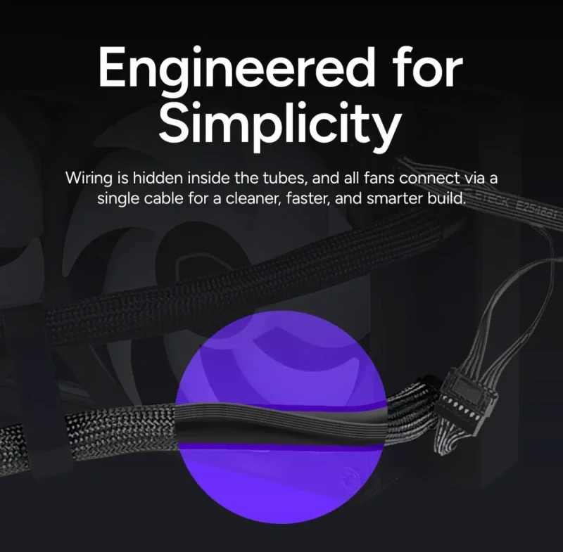 Cooler Master Atmos II 360 VRM Fan FreeForm 2.0  AIO CPU Liquid Cooler, VRM Fan, Dual Chamber Pump, 400mm Tubing, SickleFlow Edge 360 ARGB PWM, R9|Ultra 9, AMD Ryzen AM5, Intel LGA 1851 Platform - Image 9