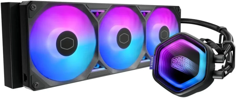 Cooler Master Atmos II 360 VRM Fan FreeForm 2.0  AIO CPU Liquid Cooler, VRM Fan, Dual Chamber Pump, 400mm Tubing, SickleFlow Edge 360 ARGB PWM, R9|Ultra 9, AMD Ryzen AM5, Intel LGA 1851 Platform - Image 10