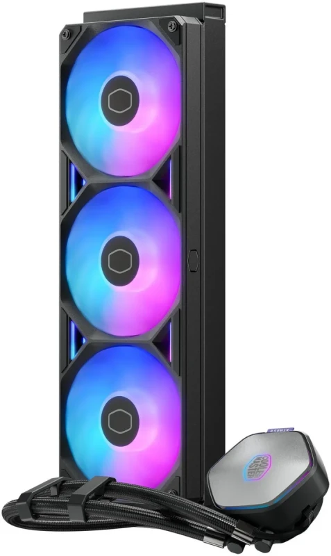 Cooler Master Atmos II 360 VRM Fan FreeForm 2.0  AIO CPU Liquid Cooler, VRM Fan, Dual Chamber Pump, 400mm Tubing, SickleFlow Edge 360 ARGB PWM, R9|Ultra 9, AMD Ryzen AM5, Intel LGA 1851 Platform - Image 14