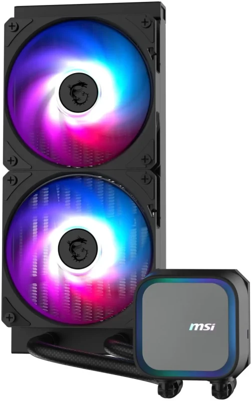 MSI MAG Coreliquid A13 240 Black - AIO ARGB Liquid Cooling - 240mm Radiator - Dual 120mm ARGB PWM Fans - EZ Connect - LGA 1700/1851/AM5/AM4 Compatible - Image 2