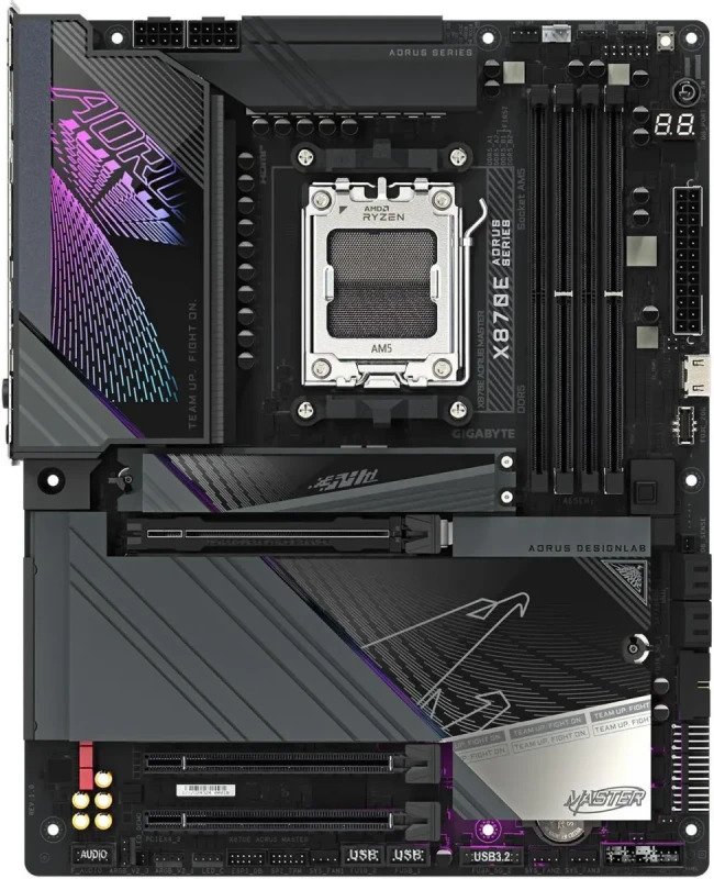 GIGABYTE X870E AORUS MASTER AM5 LGA 1718, ATX, DDR5, 4x M.2, PCIe 5.0, USB4, Wi-Fi 7, 5GbE LAN, EZ-Latch, 5-Year Warranty - Image 2