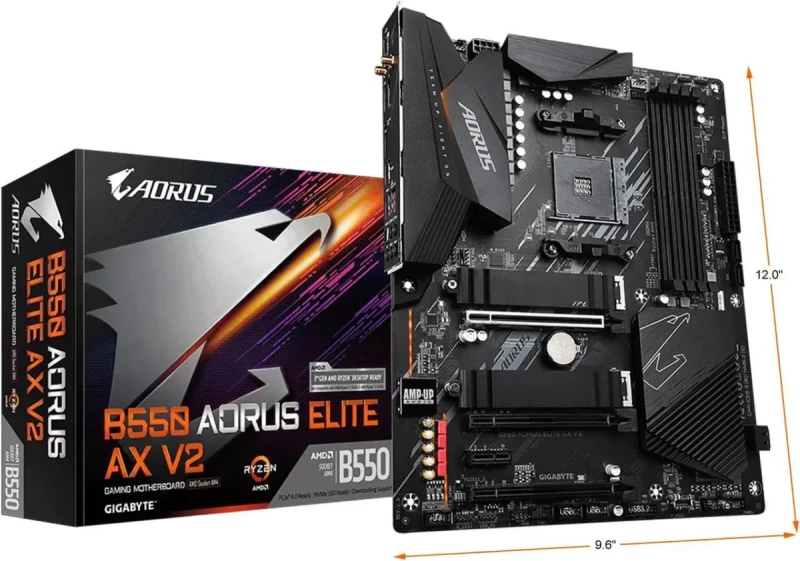 GIGABYTE B550 AORUS ELITE AX V2 AM4 AMD B550 ATX Motherboard with Dual M.2, SATA 6Gb/s, USB 3.2 Gen 2, 2.4/5 GHz Dual-Band, 2.5 GbE LAN, PCIe 4.0 - Image 2