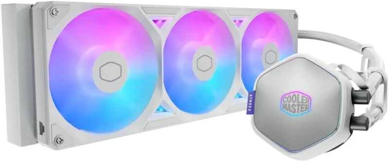 Cooler Master Atmos II 360 White VRM Fan FreeForm 2.0  AIO CPU Liquid Cooler, VRM Fan, Dual Chamber Pump, 400mm Tubing, SickleFlow Edge 360 ARGB PWM, R9|Ultra 9, AMD Ryzen AM5, Intel LGA 1851 Platform - Image 11