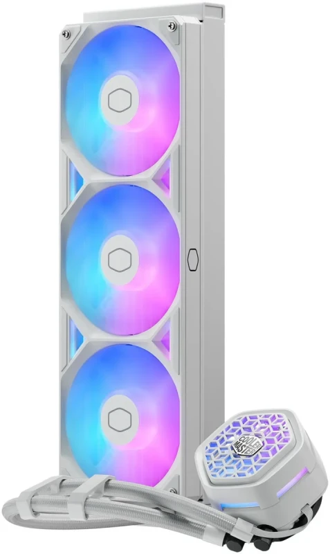 Cooler Master Atmos II 360 White VRM Fan FreeForm 2.0  AIO CPU Liquid Cooler, VRM Fan, Dual Chamber Pump, 400mm Tubing, SickleFlow Edge 360 ARGB PWM, R9|Ultra 9, AMD Ryzen AM5, Intel LGA 1851 Platform - Image 12