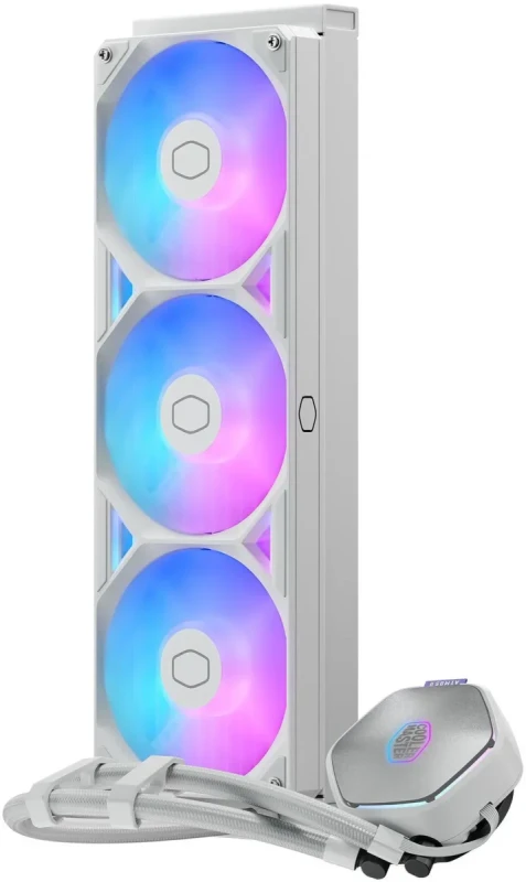 Cooler Master Atmos II 360 White VRM Fan FreeForm 2.0  AIO CPU Liquid Cooler, VRM Fan, Dual Chamber Pump, 400mm Tubing, SickleFlow Edge 360 ARGB PWM, R9|Ultra 9, AMD Ryzen AM5, Intel LGA 1851 Platform - Image 14