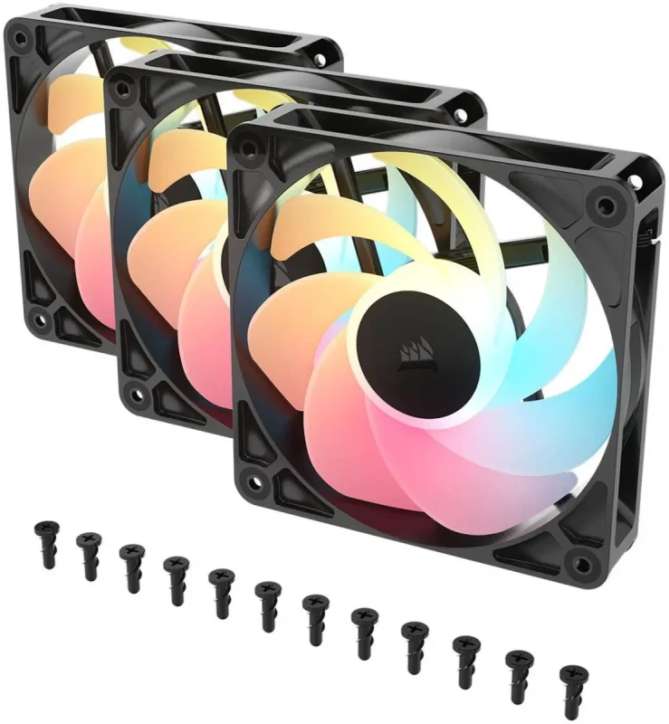 CORSAIR RS120-R ARGB 120mm PWM Reverse Fans Triple Pack – Reverse Fan  Blade – Eight Vibrant RGB LEDs – Magnetic Dome Bearing – Daisy-Chain 4-Pin  PWM and +5V ARGB Connections - Image 3
