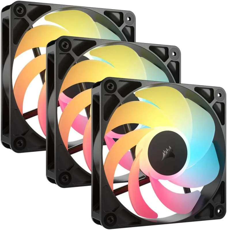 CORSAIR RS120-R ARGB 120mm PWM Reverse Fans Triple Pack – Reverse Fan  Blade – Eight Vibrant RGB LEDs – Magnetic Dome Bearing – Daisy-Chain 4-Pin  PWM and +5V ARGB Connections - Image 4