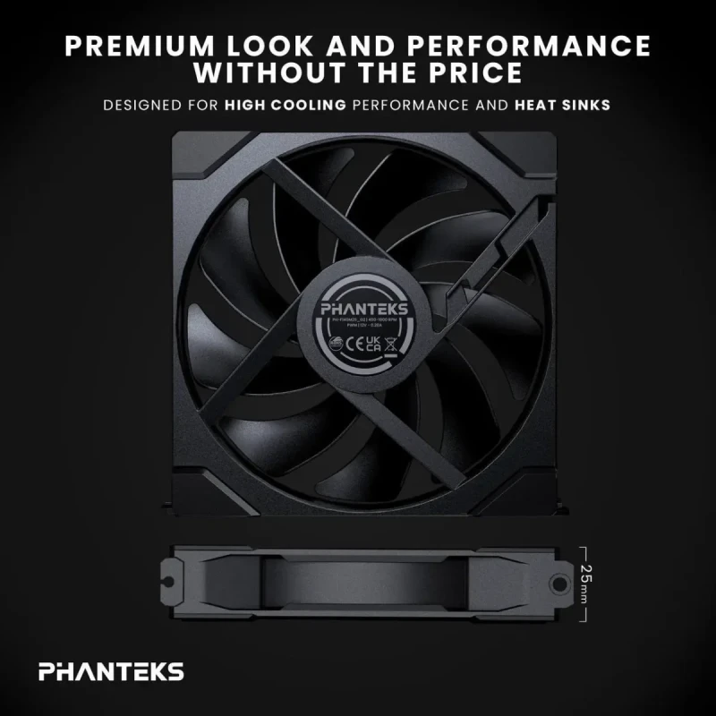 Phanteks M25-140 Gen2 Triple Pack, Daisy Chain Unified Fan frame, 3x 140mm PWM High Performance Cooling Fan, Black - Image 4