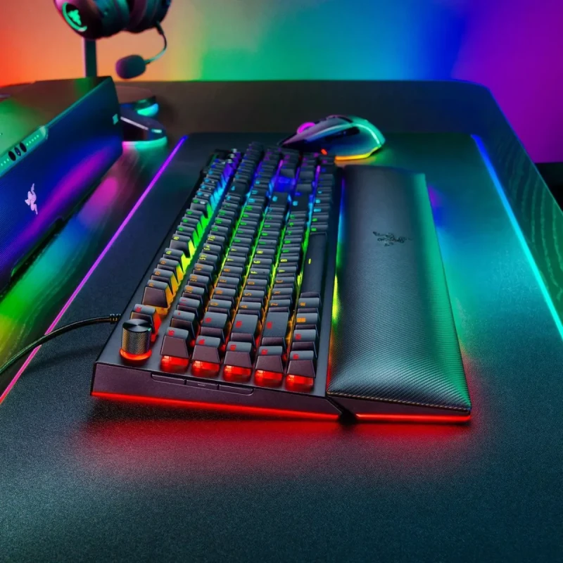 Razer BlackWidow V4 Pro Wired Mechanical Gaming Keyboard - Green Switches (Tactile & Clicky), Doubleshot ABS Keycaps, Command Dial, Chroma RGB, Magnetic Wrist Rest, Snap Tap - Black - Image 10