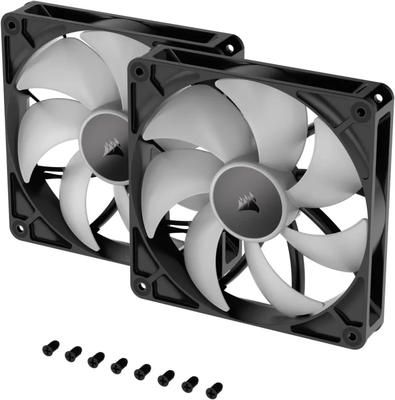 CORSAIR RS140 ARGB PWM 140mm Fans Dual Pack - Simplified Control - Daisy-Chain 4-Pin PWM and +5V ARGB Connections - Concentrated AirGuide Cooling - Magnetic Dome Bearing - Image 2