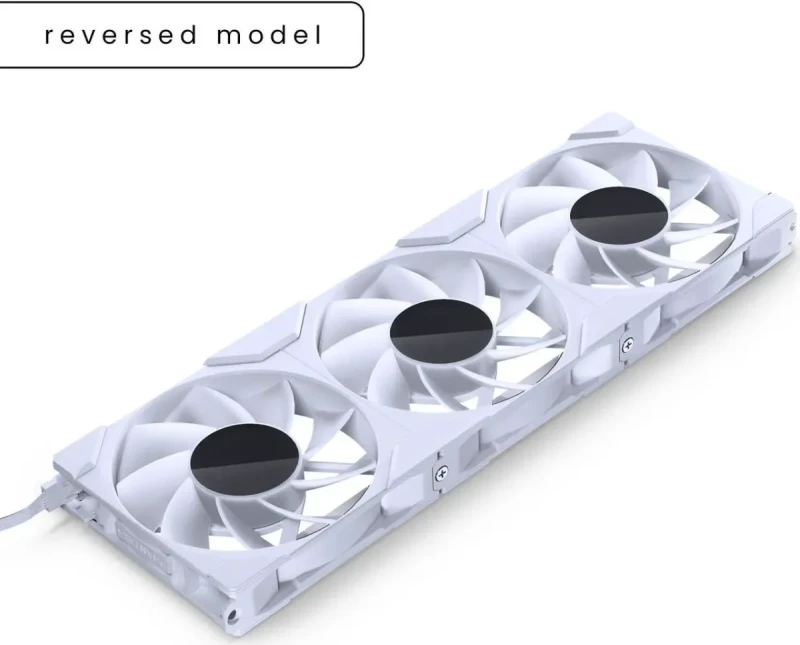 Phanteks M25-120 Gen2 Reversed Blade Triple Pack, 3x 120mm ARGB High Performance Cooling Fans, Daisy-chain Unified Fan Frame, Infinity Mirror hub, single cable connection, White - Image 2