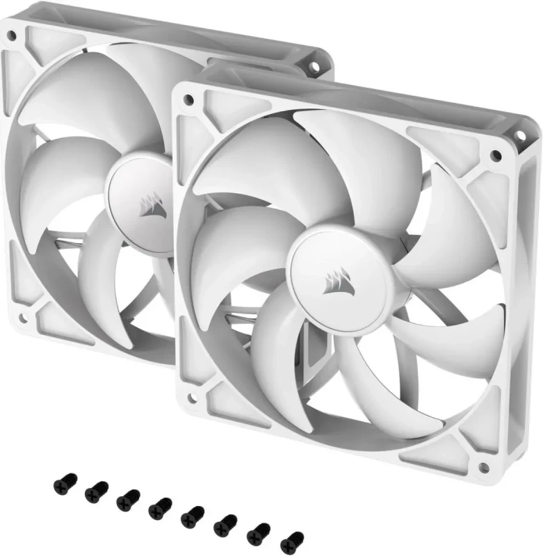 CORSAIR RS140 PWM 140mm Fans Dual Pack - White - Simplified Control - Daisy-Chain 4-Pin PWM Connection - Concentrated AirGuide Cooling - Magnetic Dome Bearing - Image 2