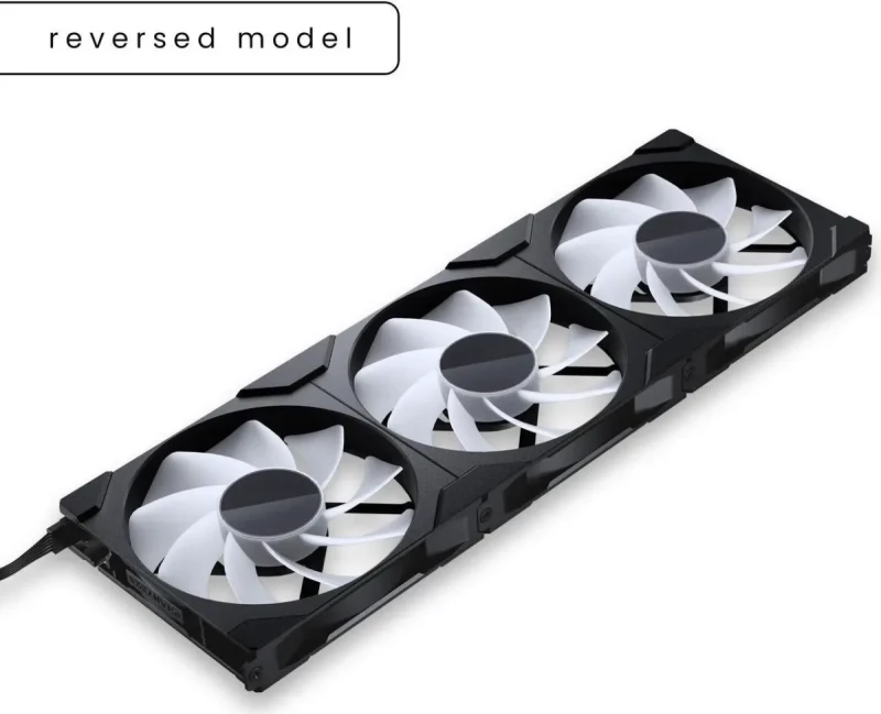 Phanteks M25-140 Gen2 Reversed Blade Triple Pack, 3x 140mm ARGB High Performance Cooling Fans, Daisy-chain Unified Fan Frame, Infinity Mirror hub, single cable connection, Black - Image 2