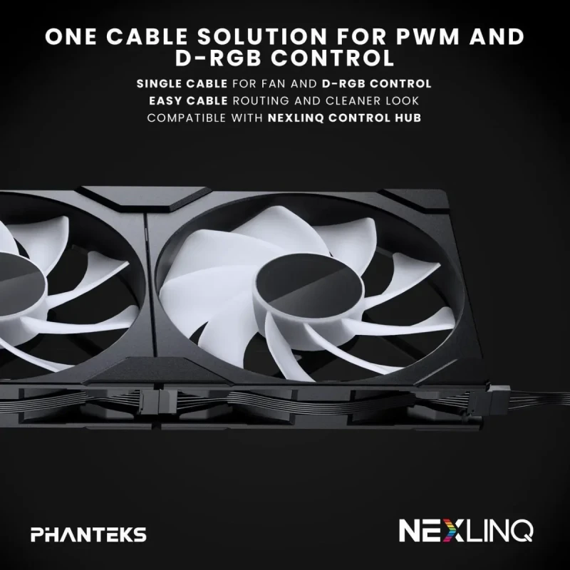 Phanteks M25-140 Gen2 Reversed Blade Triple Pack, 3x 140mm ARGB High Performance Cooling Fans, Daisy-chain Unified Fan Frame, Infinity Mirror hub, single cable connection, Black - Image 7