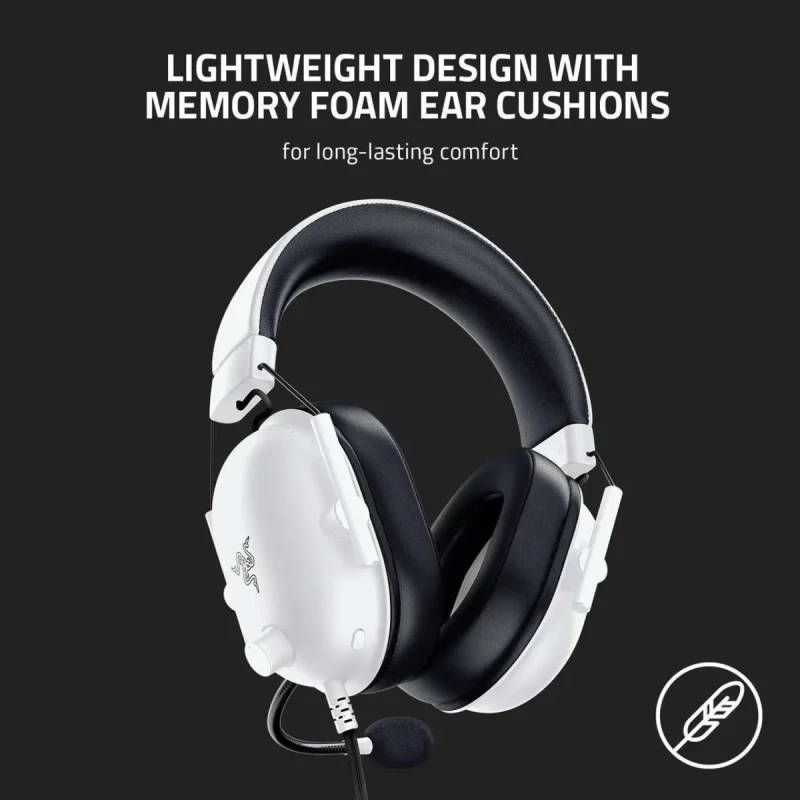 Razer BlackShark V2 X Gaming Headset: 7.1 Surround Sound - 50mm Drivers - Memory Foam Cushion - for PC, PS4, PS5, Switch, Xbox One, Xbox Series X|S, Mobile - 3.5mm Audio Jack – White - Image 8