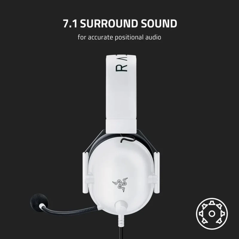 Razer BlackShark V2 X Gaming Headset: 7.1 Surround Sound - 50mm Drivers - Memory Foam Cushion - for PC, PS4, PS5, Switch, Xbox One, Xbox Series X|S, Mobile - 3.5mm Audio Jack – White - Image 9