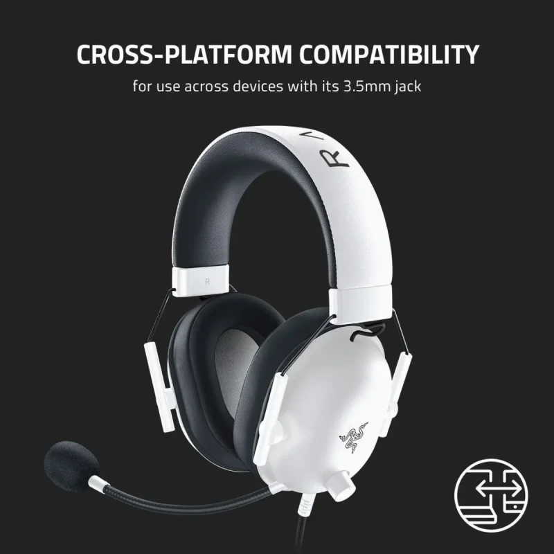 Razer BlackShark V2 X Gaming Headset: 7.1 Surround Sound - 50mm Drivers - Memory Foam Cushion - for PC, PS4, PS5, Switch, Xbox One, Xbox Series X|S, Mobile - 3.5mm Audio Jack – White - Image 10