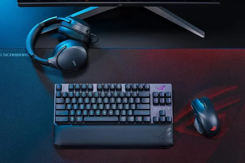 ASUS ROG Strix Scope RX TKL Wireless Deluxe - 80% Gaming Keyboard, Tri-Mode Connectivity (2.4GHz RF, Bluetooth, Wired), ROG RX Red Optical Mechanical Switches, PBT Keycaps, RGB, Wrist Rest, Black - Image 9