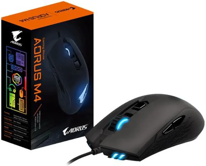 AORUS M4 Real 6400 DPI optical engine, Ambidextrous design, RGB Fusion 2.0 Wired Gaming Mouse, Matte Black (GM-AORUS M4) - Image 8