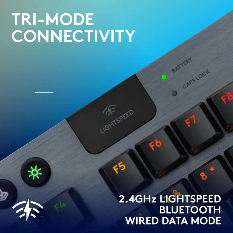 Logitech G915 X LIGHTSPEED TKL Wireless Mechanical Gaming Keryboard - GL Blue Clicky Switches, RGB Backlighting - Black - Image 5