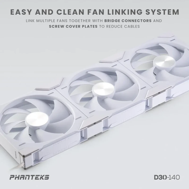 Phanteks D30-140 DRGB PWM FAN, Premium D-RGB Performance Fan, ARGB/DRGB lighting, Daisy-chain Fan Linking system, White - Image 5